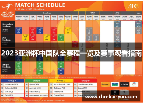 2023亚洲杯中国队全赛程一览及赛事观看指南 2023亚洲杯中国队全赛程一览及赛事观看指南